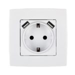 Πρίζα σούκο χωνευτή +2usb  5V  16A