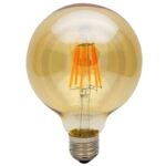 Λάμπα LED  Φ125 6W E27  Θερμό φως Μελί Γυαλί