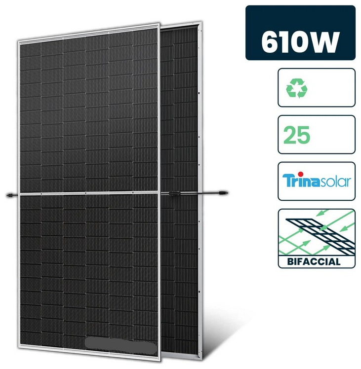 Φωτοβολταϊκό Πάνελ Διπλής Όψης 610W  2382x1134x30mm