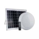 LED ηλιακή πλαφονιέρα/απλίκα 15W στρογγυλή, 3 σε 1 φωτισμός CCT με λευκό σώμα και χειριστήριο