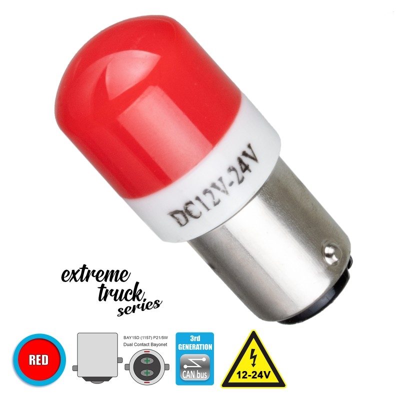 1157 BAY15D 450lm 360° DC12-24V Can-Bus Κόκκινο